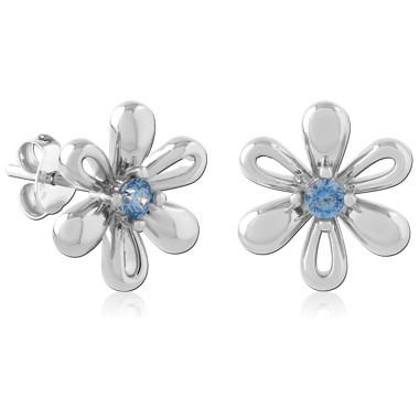 STERLING SILVER 925 PLATED JEWELED EAR STUDS PAIR