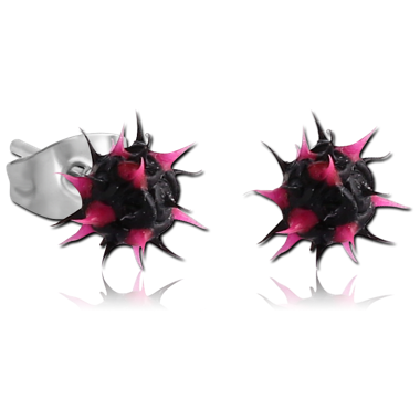 STERILE PAIR OF SILICONE SPIKEY BALL EAR STUDS