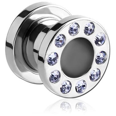 STAINLESS STEEL JEWELED THREADED TUNNEL