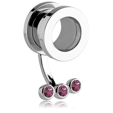 STAINLESS STEEL JEWELED THREADED TUNNEL