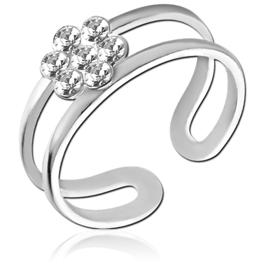 STERLING SILVER 925 JEWELED TOE RING - FLOWER