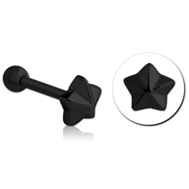 BLACK PVD COATED SURGICAL STEEL TRAGUS MICRO BARBELL - NAUTICAL STAR