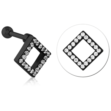 BLACK PVD COATED SURGICAL STEEL JEWELED TRAGUS MICRO BARBELL