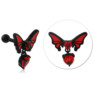 BLACK PVD COTAED SURGICAL STEEL JEWELED TRAGUS MICRO BARBELL