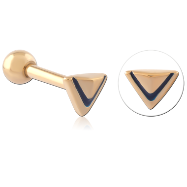 GOLD PVD 18K COATED SURGICAL STEEL MICRO BARBELL TRIANGLE CHEVRON ENAMEL