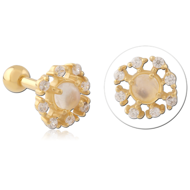 GOLD PVD COATED SURGICAL STEEL JEWELED TRAGUS MICRO BARBELL