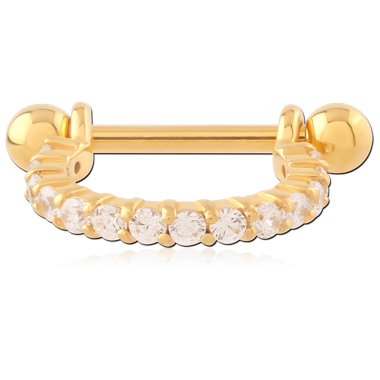 316L GOLD PVD COATED SURGICAL STEEL JEWELED CARTILAGE SHIELD