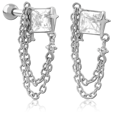 316L SURGICAL STEEL JEWELED TRAGUS MICRO BARBELL