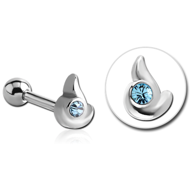 STERILE SURGICAL STEEL JEWELED TRAGUS MICRO BARBELL