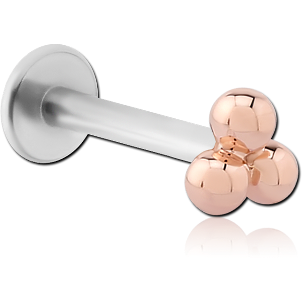 14K ROSE GOLD ATTACHMENT WITH SURGICAL STEEL INTERNALLY THREADED MICRO