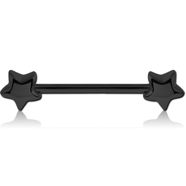 BLACK PVD COATED SURGICAL STEEL NIPPLE BAR STARS BKSCNS51