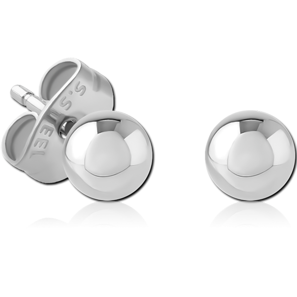 SURGICAL STEEL EAR STUDS PAIR BALL SCES430
