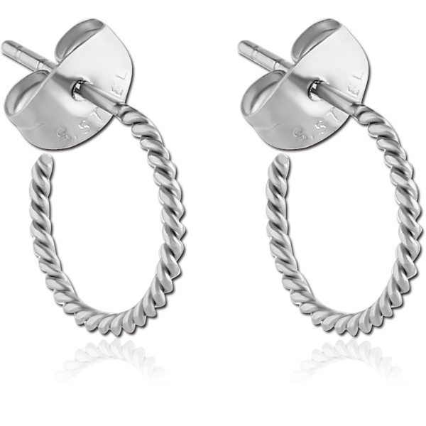 SURGICAL STEEL EAR STUDS PAIR TWIST HOOP SES11